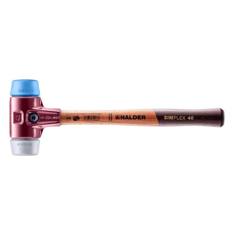 Halder Simplex 40 22 oz. Mallet with Soft Blue Rubber and Grey Rubber Inserts Non-Marring 3013.040