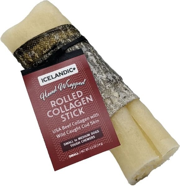 Icelandic+ Beef Rolled Collagen Stick with Wrapped Fish Skin Medium Dog Treat