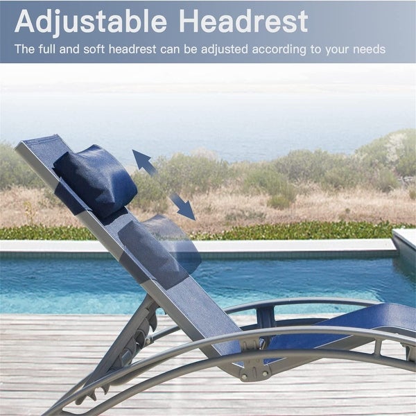 3-Piece Adjustable Aluminum Outdoor Chaise Lounge Chairs with Pillow