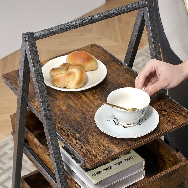 Taomika Modern Triangle Tray Table with Storage Drawer