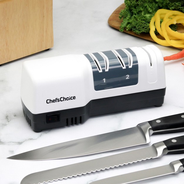 Chef x27 schoice 3 Stage White Hybrid Knife Sharpener For 20 Degree Straight Edge And Serrated Knives