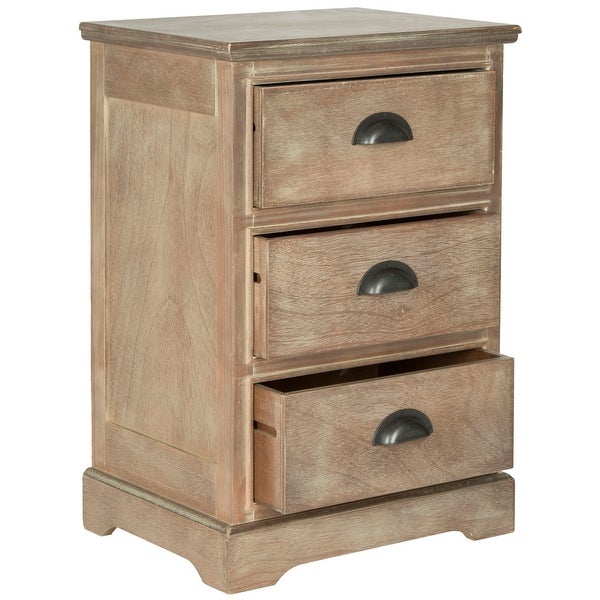 SAFAVIEH Griffin Washed Natural Pine 3-Drawer Storage Side Table - 17.7