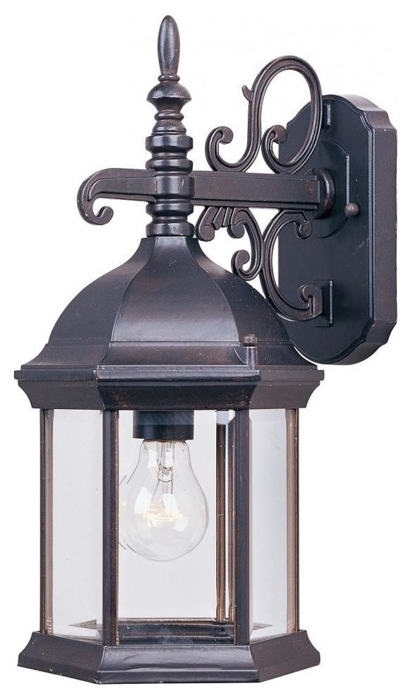 Builder Cast 1 Light Outdoor Wall Mount  Empire Bronze With Clear Glass/Shade   Mediterranean   Outdoor Wall Lights And Sconces   by The Lighthouse  Houzz