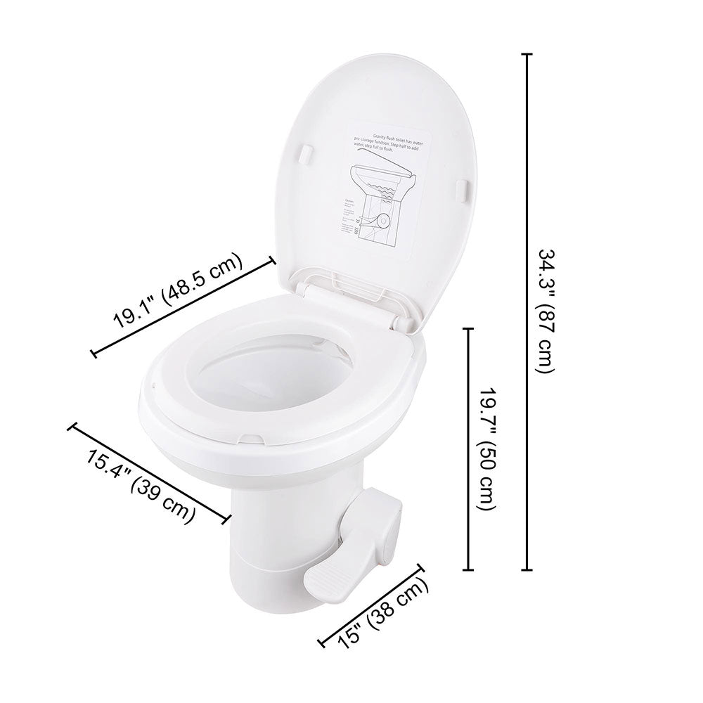 Yescom Foot Flush RV Gravity Flush Toilet High Profile HDPE Travel