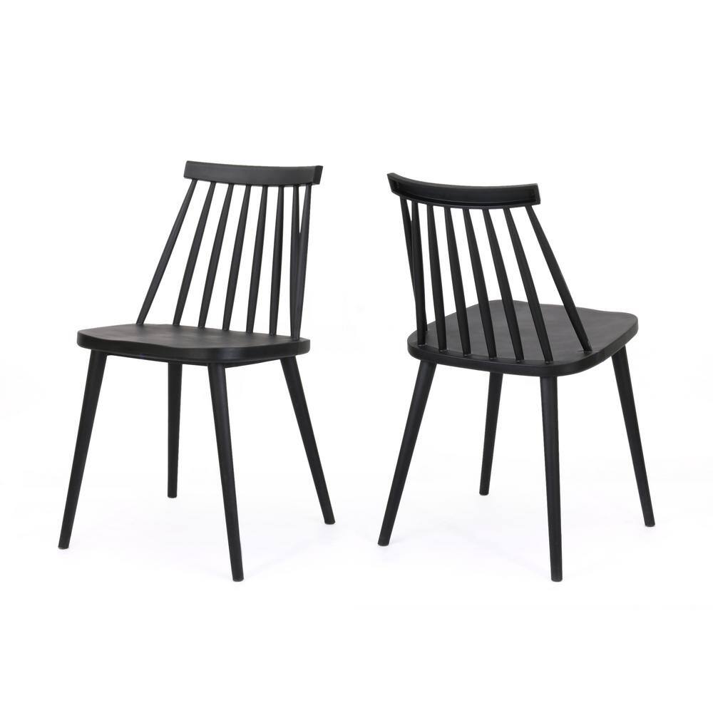 Noble House Dunsmuir Black Farmhouse Spindle-Back Dining Chair (Set of 2) 55398