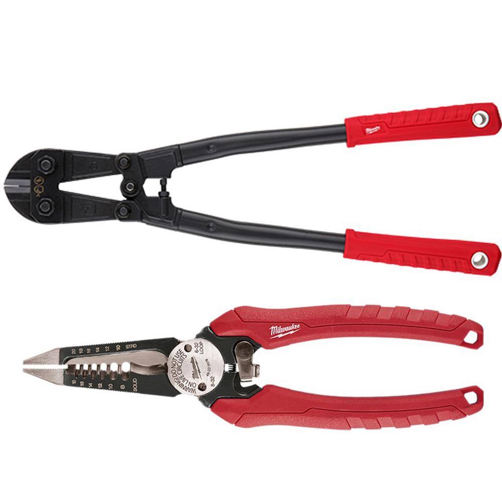 MW 18 in. Bolt Cutter with 38 in. Maximum Cut Capacity and 6-in-1 Wire Strippers Pliers 48-22-4018-48-22-3079