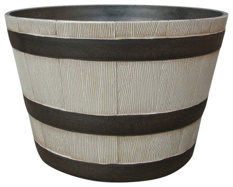 Southern Patio Whiskey Barrel Planter  Birch  Resin  20.5 quot  Outdoor Pots And Planters   by Life and Home  Houzz