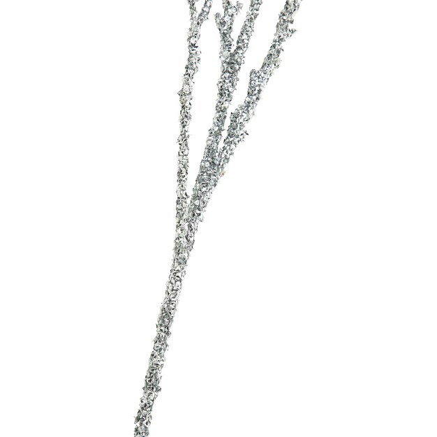 Glittered Silver Artificial Twig Christmas Spray