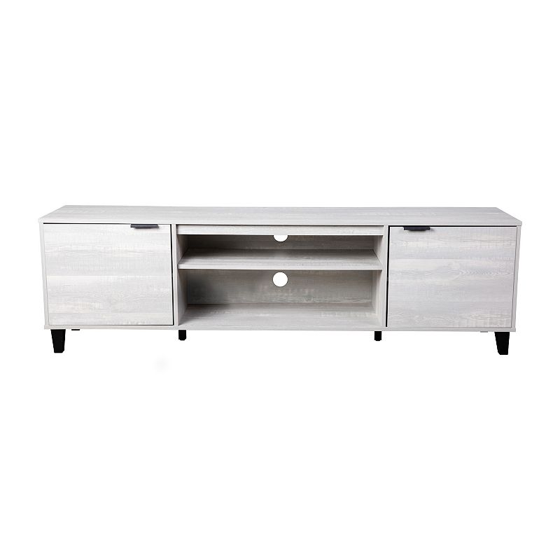 Merrick Lane Walter Mid-Century Modern TV Stand with Adjustable Open Shelves and Two Doors