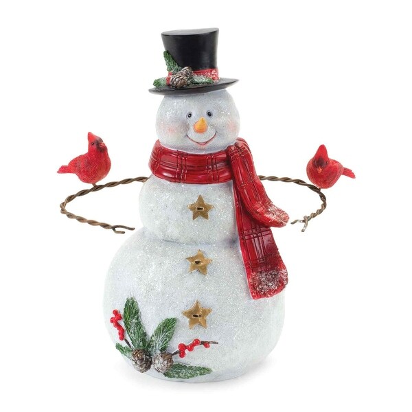 9 Glittery Snowman with Cardinal Tabletop Christmas Figurine