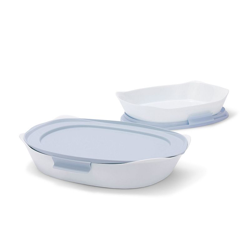 Rubbermaid DuraLite Glass Bakeware， 4-Piece Set， Baking Dishes or Casserole Dishes， 2.5-Quart and 1.5-Quart (with Lids)