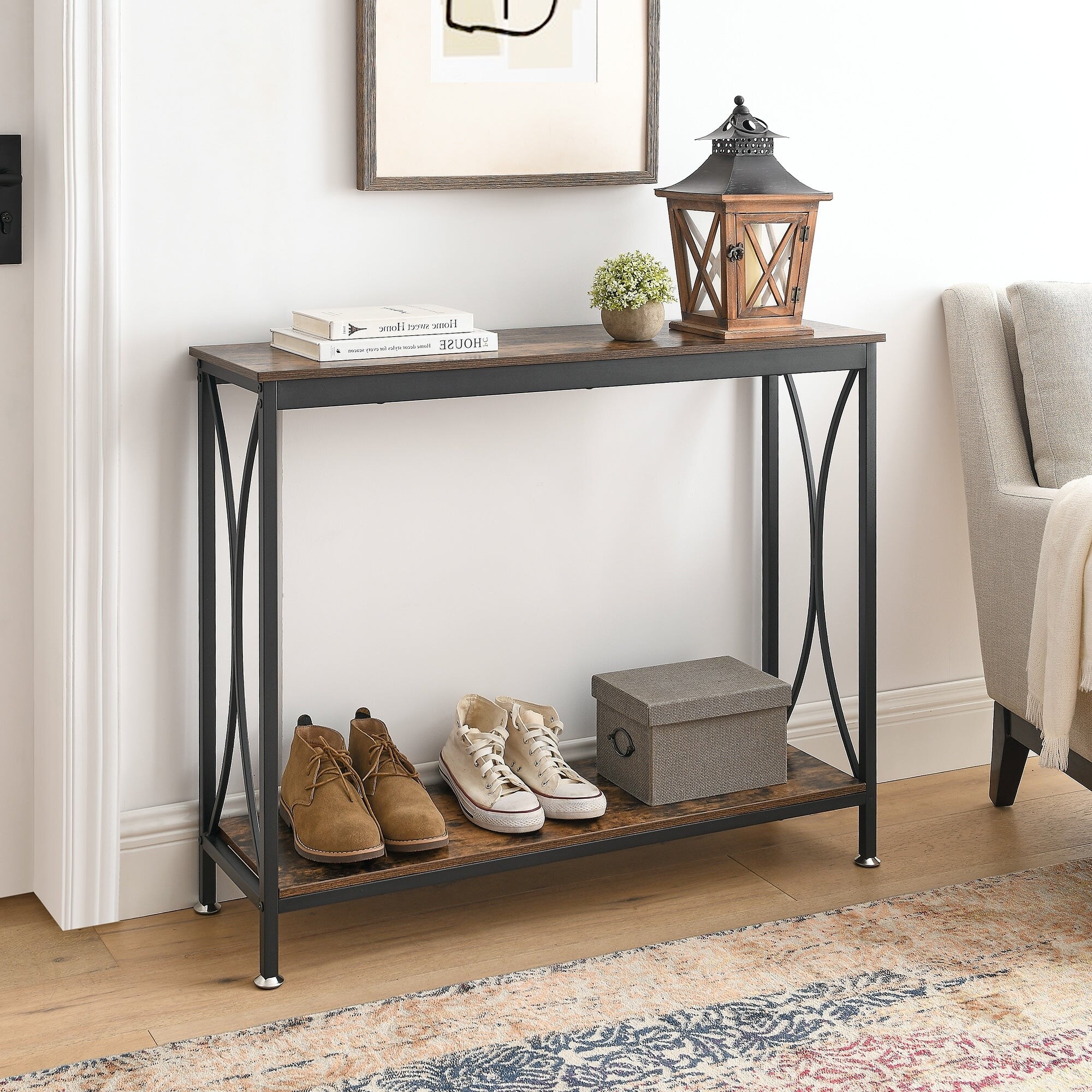 Narrow Console Table with Storage Entryway Table