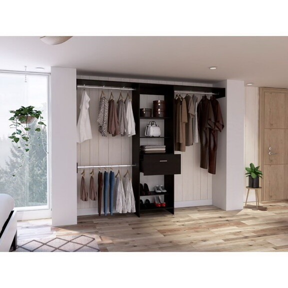 Calveston 1 Drawer 4 Shelf Closet System Black Wen...