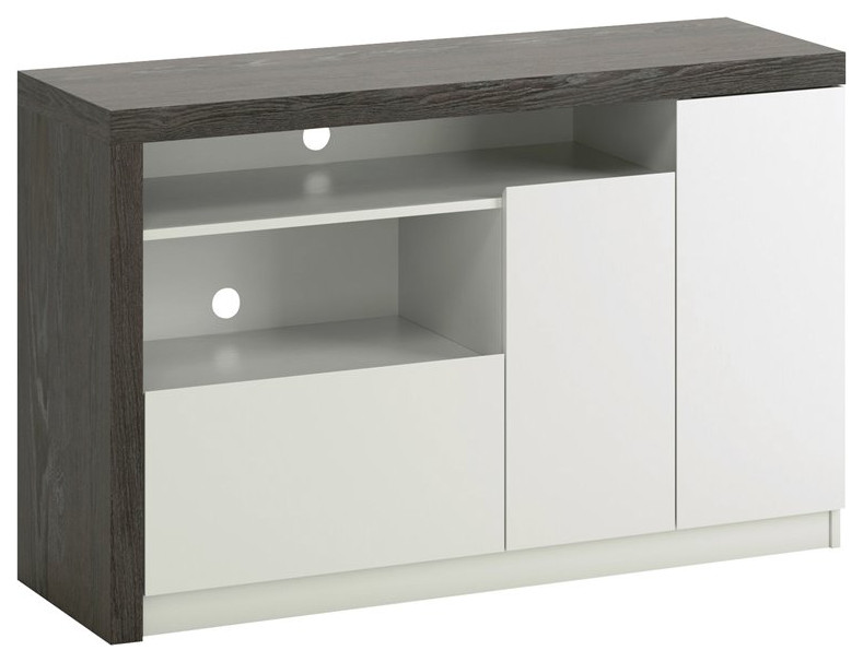 Sauder Hudson Court Engineered Wood TV Stand in Charcoal Ash w/ Pearl Oak Accent   Transitional   Entertainment Centers And Tv Stands   by Homesquare  Houzz