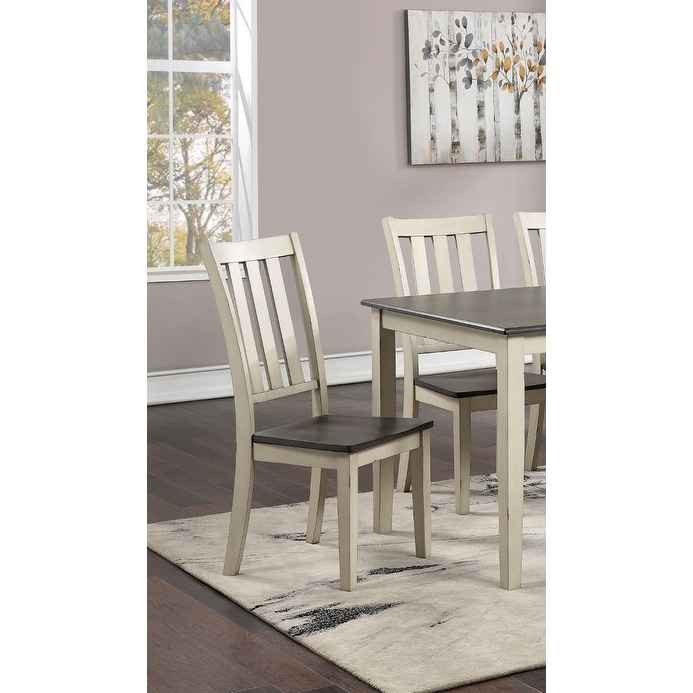 6 Piece Rectangular Dining Table Set w/Bench   Slat Back Chairs  Grey