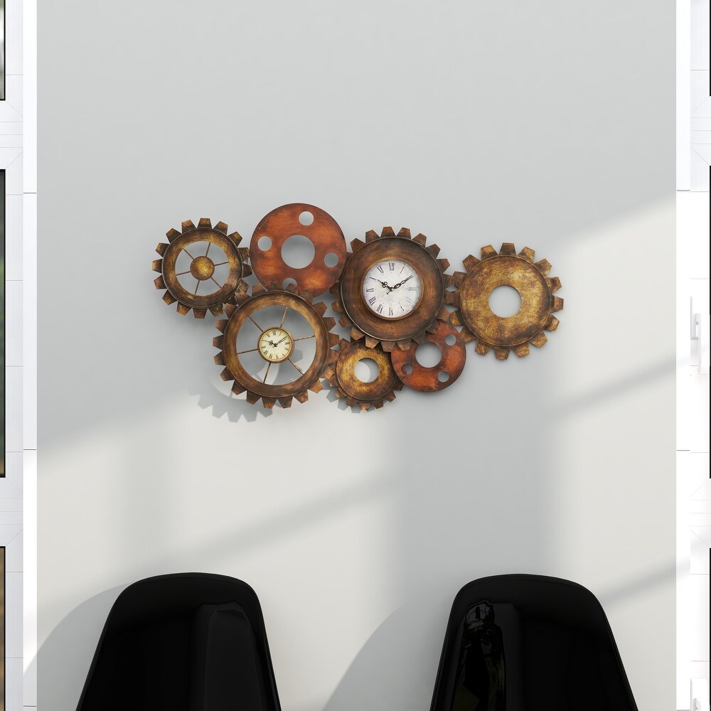 Brown Metal Gear Wall Clock