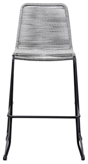 Shasta Black and Gray Outdoor Patio Barstool With Fishbone Textiling   Beach Style   Outdoor Bar Stools And Counter Stools   by Armen Living  Houzz