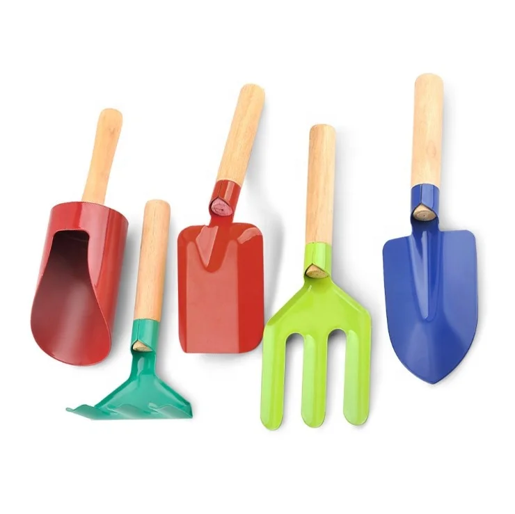 Hot Sales  Mini Tool Kit with Wooden Handle Shovel Gardening Toys Kids  Digging Bag Kits Gift Hand Children Garden Tools Set