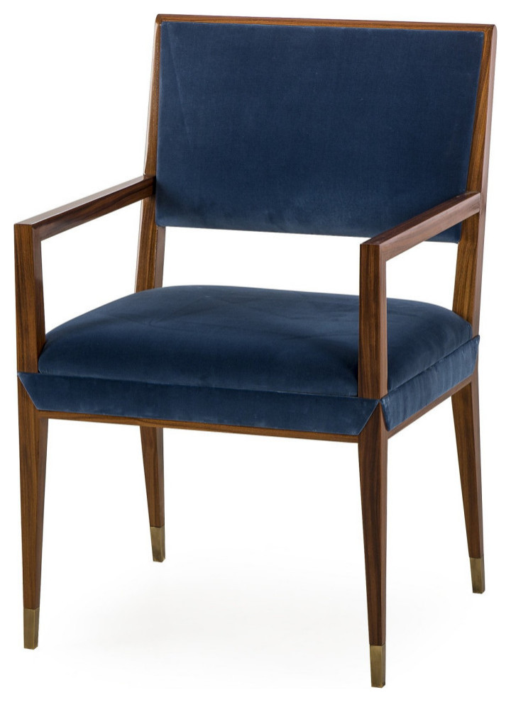 Roman Dining Arm Chair Vana Blue Velvet/Rosewood   Beach Style   Dining Chairs   by Rustic Home Furniture Deco  Houzz