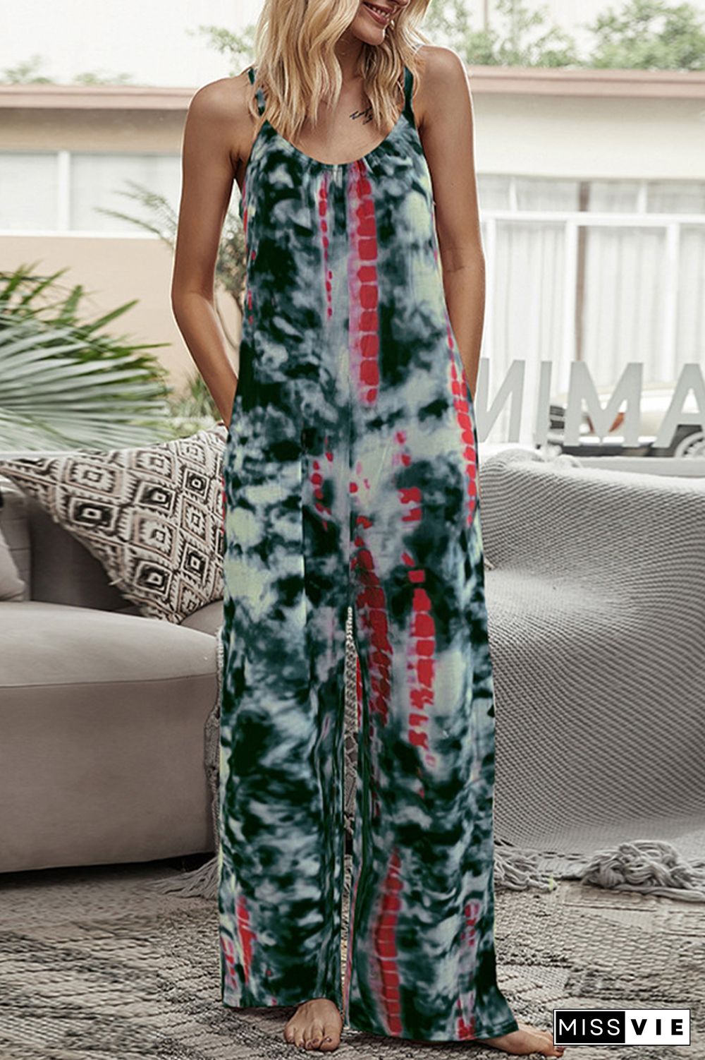 Print Long Pants Loose Jumpsuit Wholesale