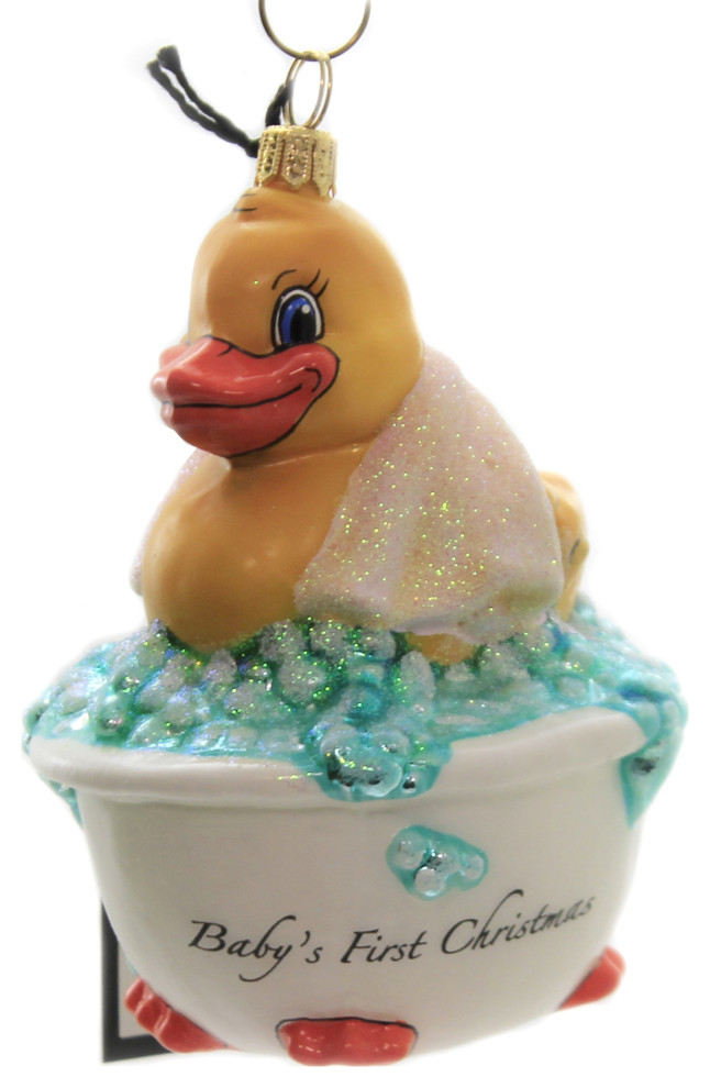 Joy To The World BABYS FIRST RUBBER DUCKY PINK Orn Bath Time Bubbles Zkp4309pk   Christmas Ornaments   by Story Book Kids Inc  Houzz