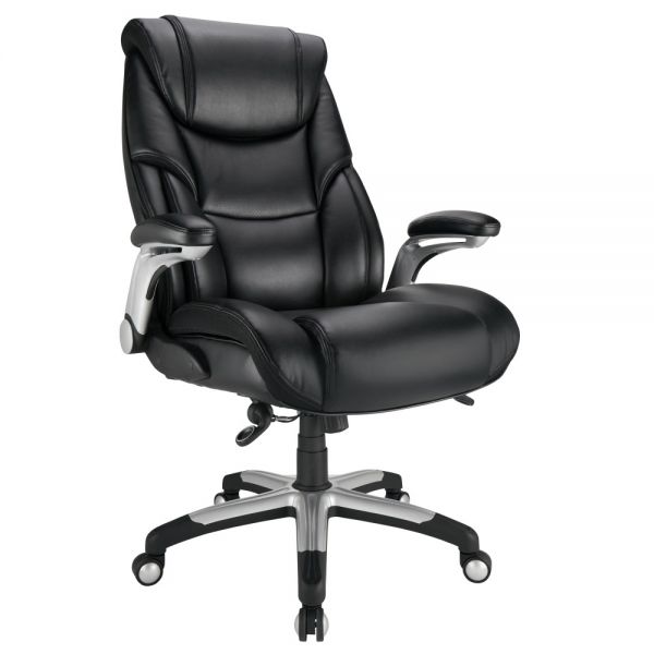 Torval Big and Tall Bonded Leather High-Back Computer Chair， Black/Silver， BIFMA Certified