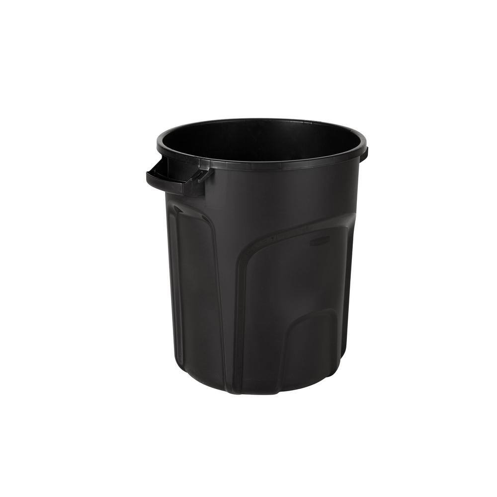 Rubbermaid Roughneck 20 Gallon Black Vented Outdoor Trash Can with Lid 2181136