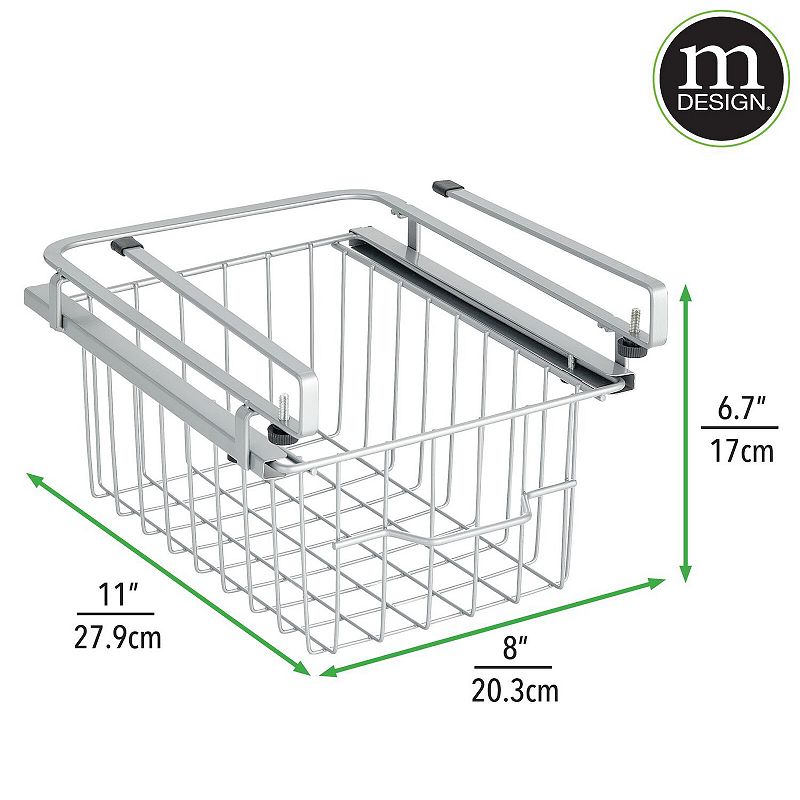 mDesign 8 x 11 x 6.7 Metal Wire Sliding Under Shelf Kitchen Storage Basket