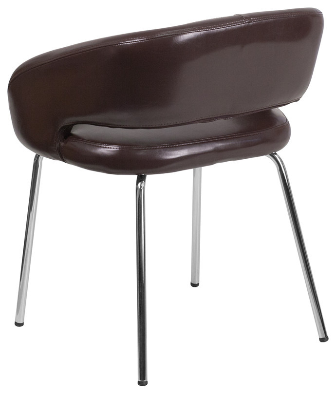 Fusion Series Contemporary Brown Leather Side Reception Chair   Midcentury   Armchairs And Accent Chairs   by ShopFreely  Houzz