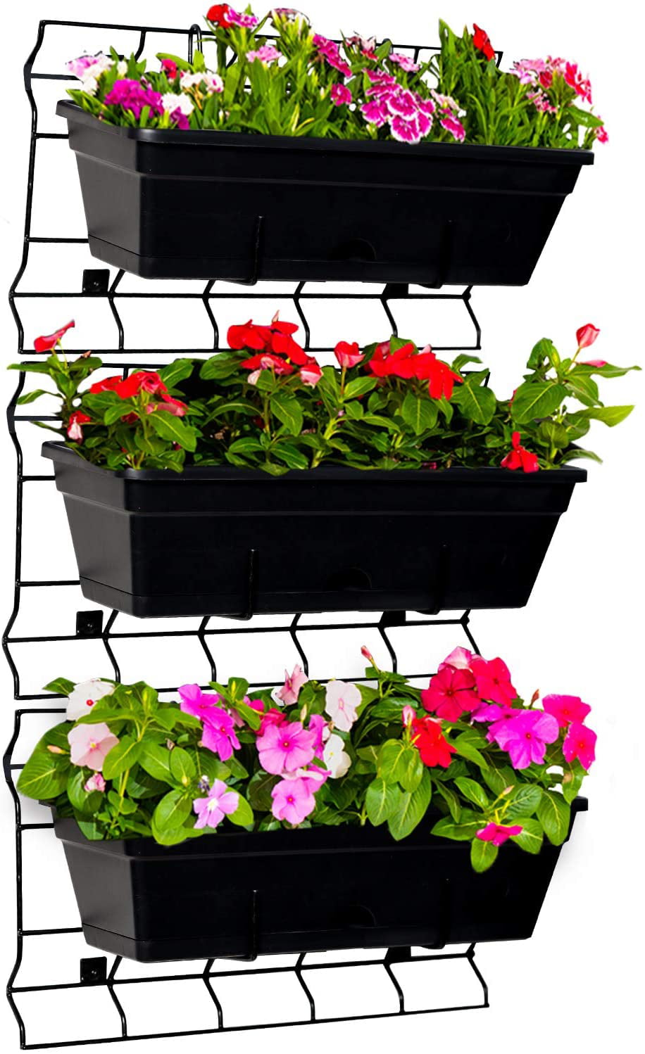 CERBIOR Vertical Planter Outdoor Garden Wall Elevated Raised Bed Flower Herbs，Black