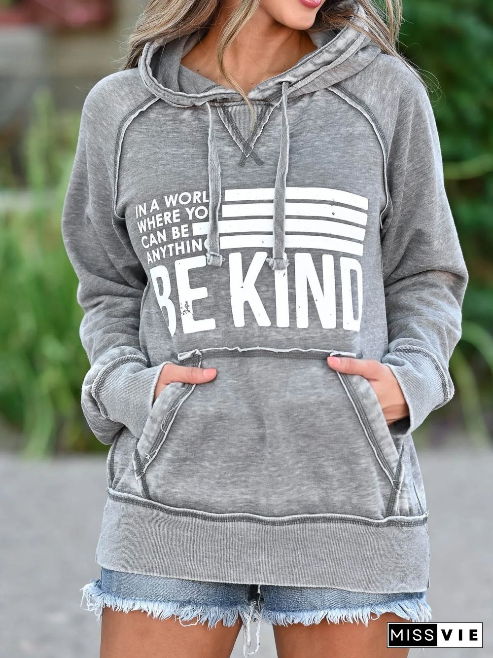 Light Gray Cotton-Blend Casual Printed Sweatshirts