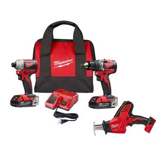 MW M18 18V Lithium-Ion Brushless Cordless Compact DrillImpact Combo Kit (2-Tool) W HACKZALL Reciprocating Saw 2892-22CT-2625-20