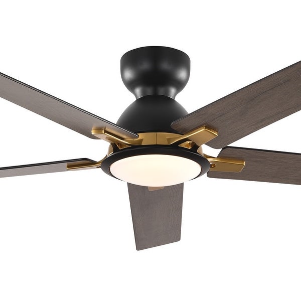 52  inch 5 Blade Flush Mount Ceiling Fan with LED Light Remote - 52 inch Shopping - The Best Deals on Ceiling Fans | 41659440