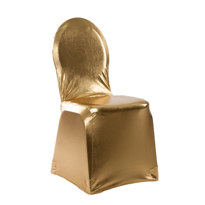 Spandex Banquet Chair Cover Fits: round banquet chairs   Metallic Gold  1 Piece   Metallic Gold