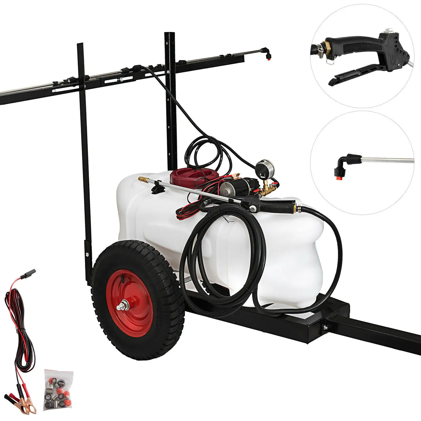 Trailer Sprayer 15.8 Gallon Pull Behind Sprayer 12 Volt Tow Behind and Spot Sprayer 5.5 ft for Garden Farm