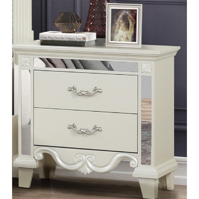 Mirrored Finish Bedside Table Nightstand Accent Table with 2 Drawers White Magnificent Bedside Cupboard Side Table Sofa Table