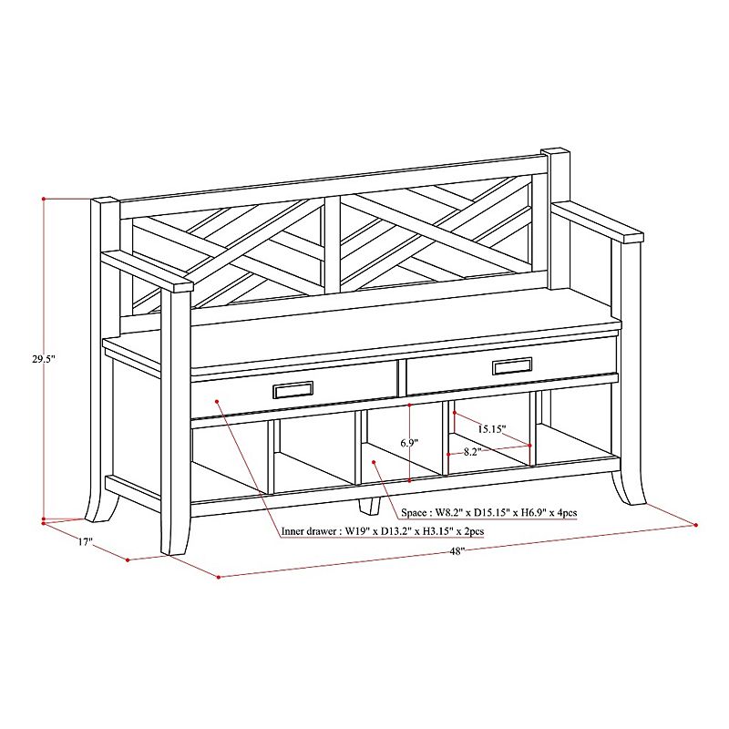 Simpli Home Sea Mills Entryway Storage Bench