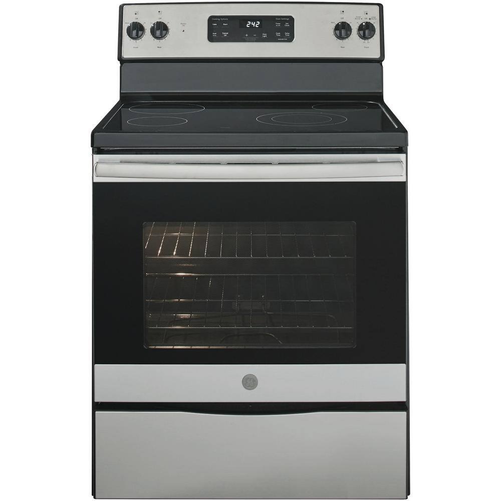 GE 30 in. 5.3 cu. ft. Freestanding Electric Range in Stainless Steel JBS60RKSS