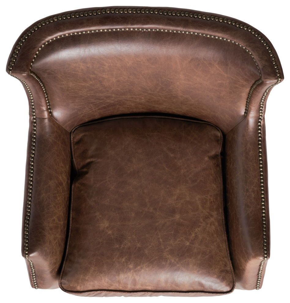 Tiller Top Grain Vintage Design Brown Leather Club Chair   Transitional   Armchairs And Accent Chairs   by GDFStudio  Houzz