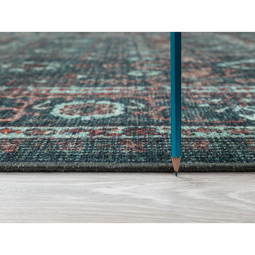 Boho Patio Collection Teal Power Loomed Indoor/Outdoor Area Rug