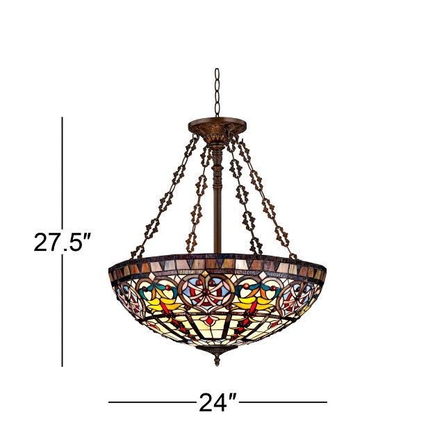 Wide  Style Ornamental Stained Glass Bowl Fixture Dining Room Kitchen