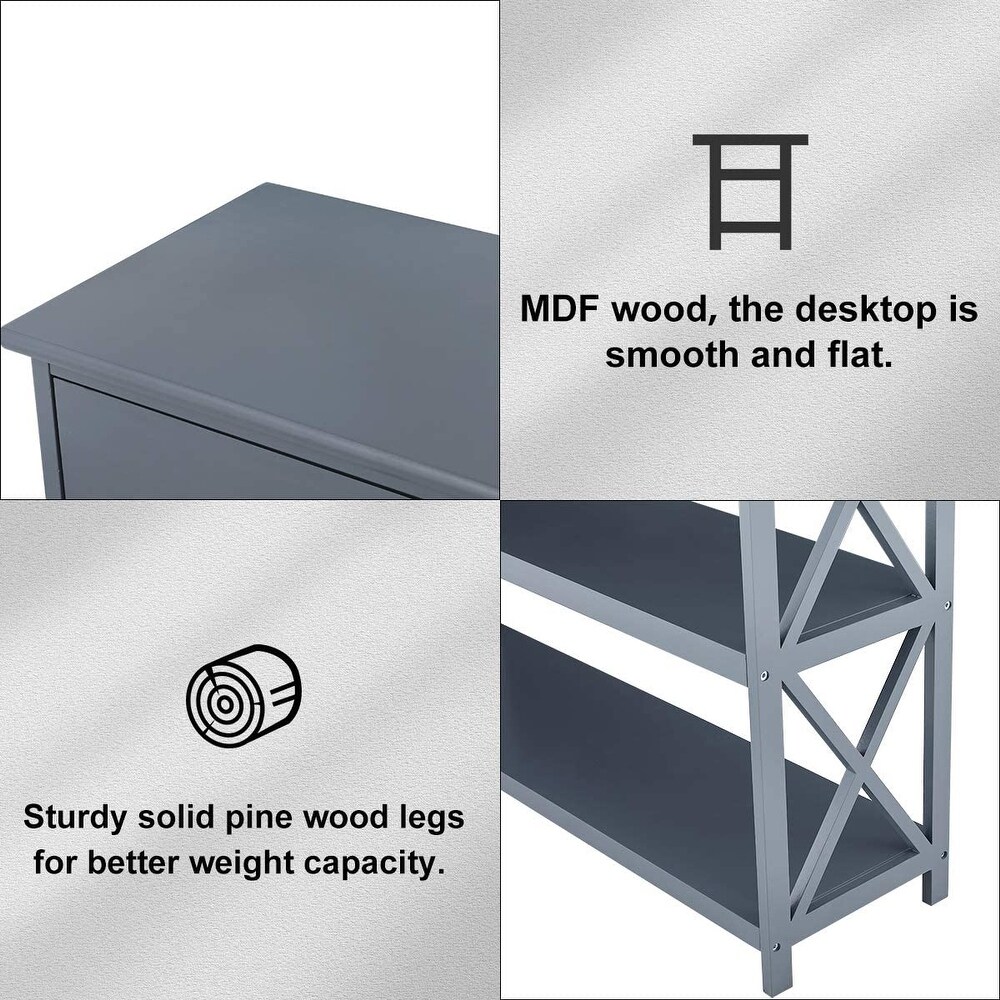 EROMMY 3 Tiered Classic X Design Sofa Table