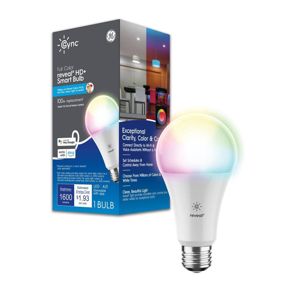 Cync Reveal 100-Watt EQ A21 Full Color Smart LED Light Bulb 2700 K (1-Pack) 93130457