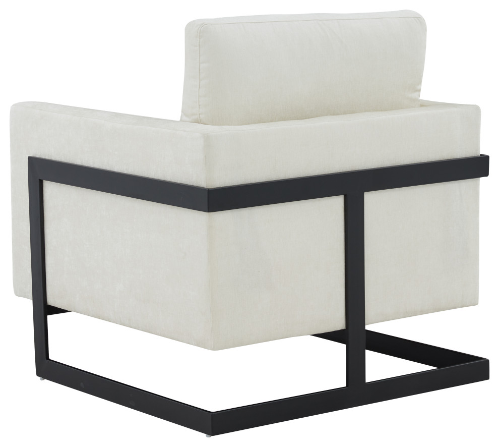 Modrest Prince Contemporary White Fabric + Black Metal Accent Chair   Transitional   Armchairs And Accent Chairs   by Vig Furniture Inc.  Houzz