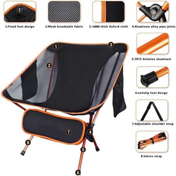 Camping Chair，Lightweight，Backpacking Chair，Collapsible Foldable Chairs，Portable w/Carry Bag and Shoulder Strap