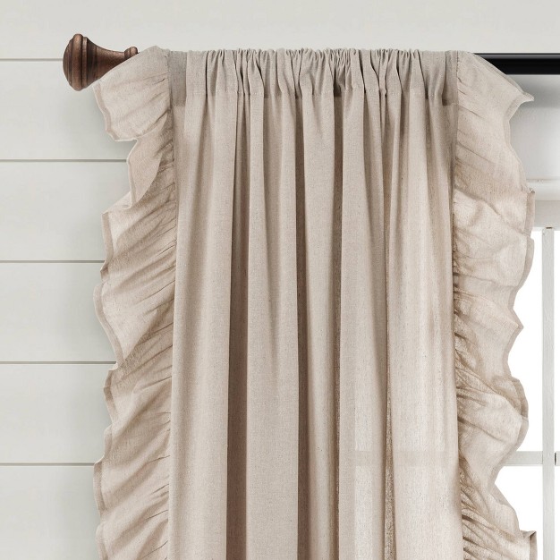 Linen Ruffle Window Curtain Panels Light Lush D cor