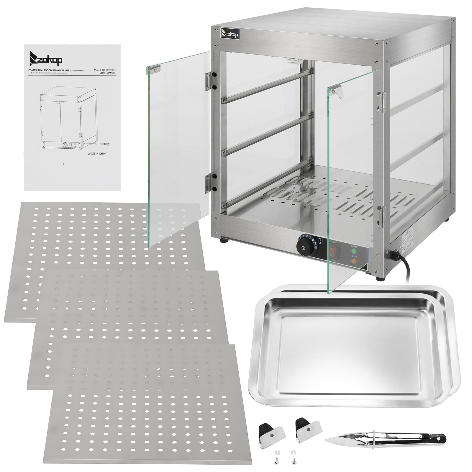 Ktaxon Commercial Food Warmer 3-Tier Countertop Food Pizza Pastry Warmer Display Case 800W 110V