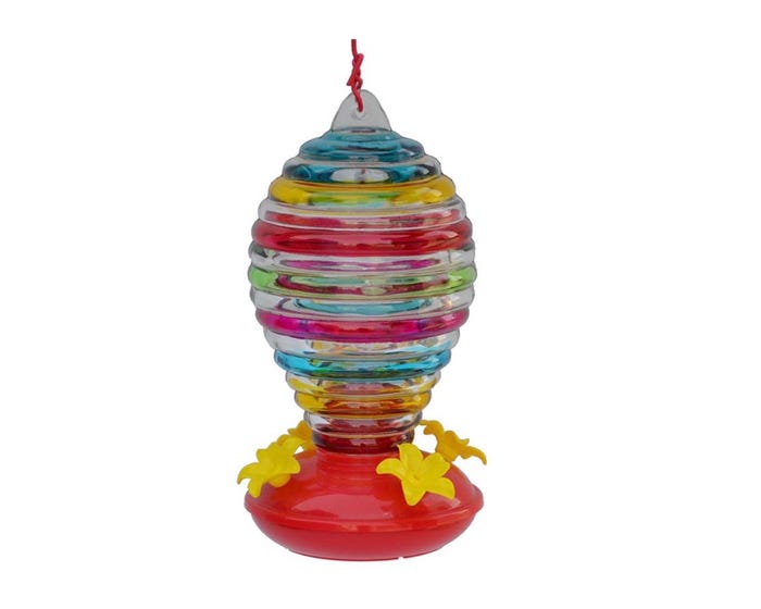 Birds Cafe Hand Painted Swirl Glass Hummingbird Feeder - HB-0460G