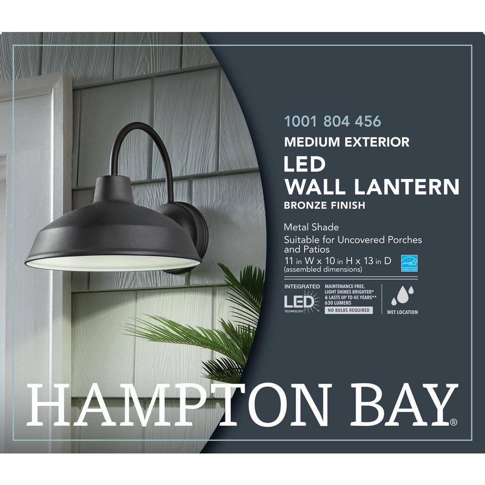 Hampton Bay Bronze Outdoor LED Barn Light Wall Lantern Sconce IZH1691L-2