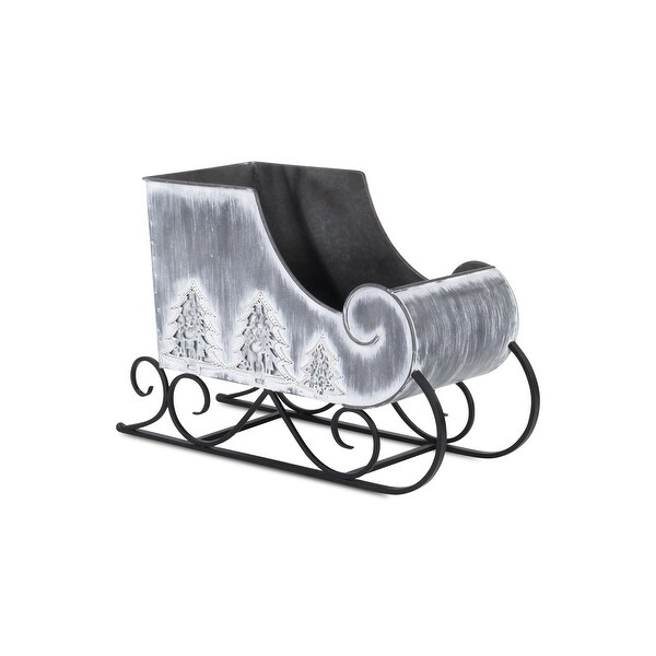 Galvanized Christmas Sleigh Tabletop Decoration Gray